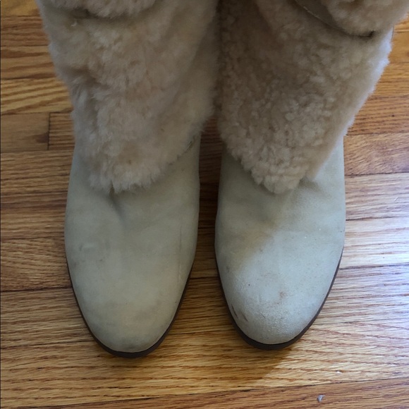 Lauren Ralph Lauren Tan Faux Shearling Heeled Boots Size 8 - Picture 7 of 13
